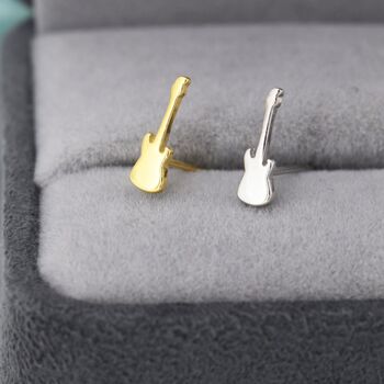Sterling Silver Tiny Electric Guitar Stud Earrings, 3 of 12