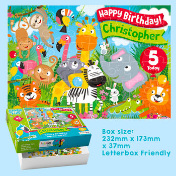 Personalised Jungle Fun Birthday Jigsaw Puzzle, 5 of 7
