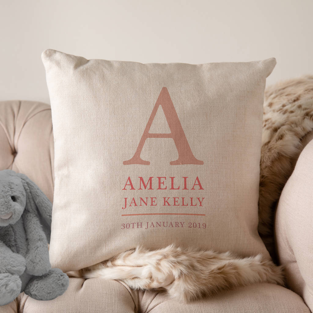 personalised baby girl cushion
