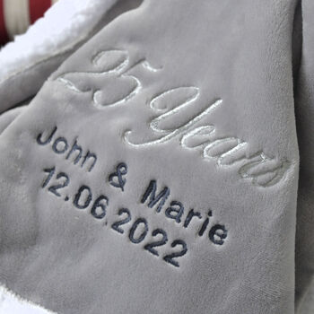 Personalised Silver Wedding Anniversary Grey Blanket, 3 of 5