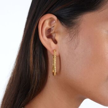 Designer Large Hula Hoop Earrings In 18ct Gold Vermeil, 4 of 5