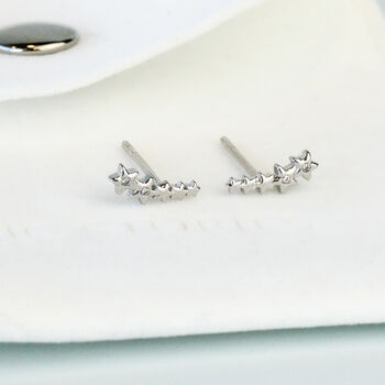 Sterling Silver Tiny Star Ear Climber Stud Earrings, 4 of 4