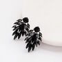 Black And Grey Toned Crystal Leaf Drop Earrings, thumbnail 1 of 4