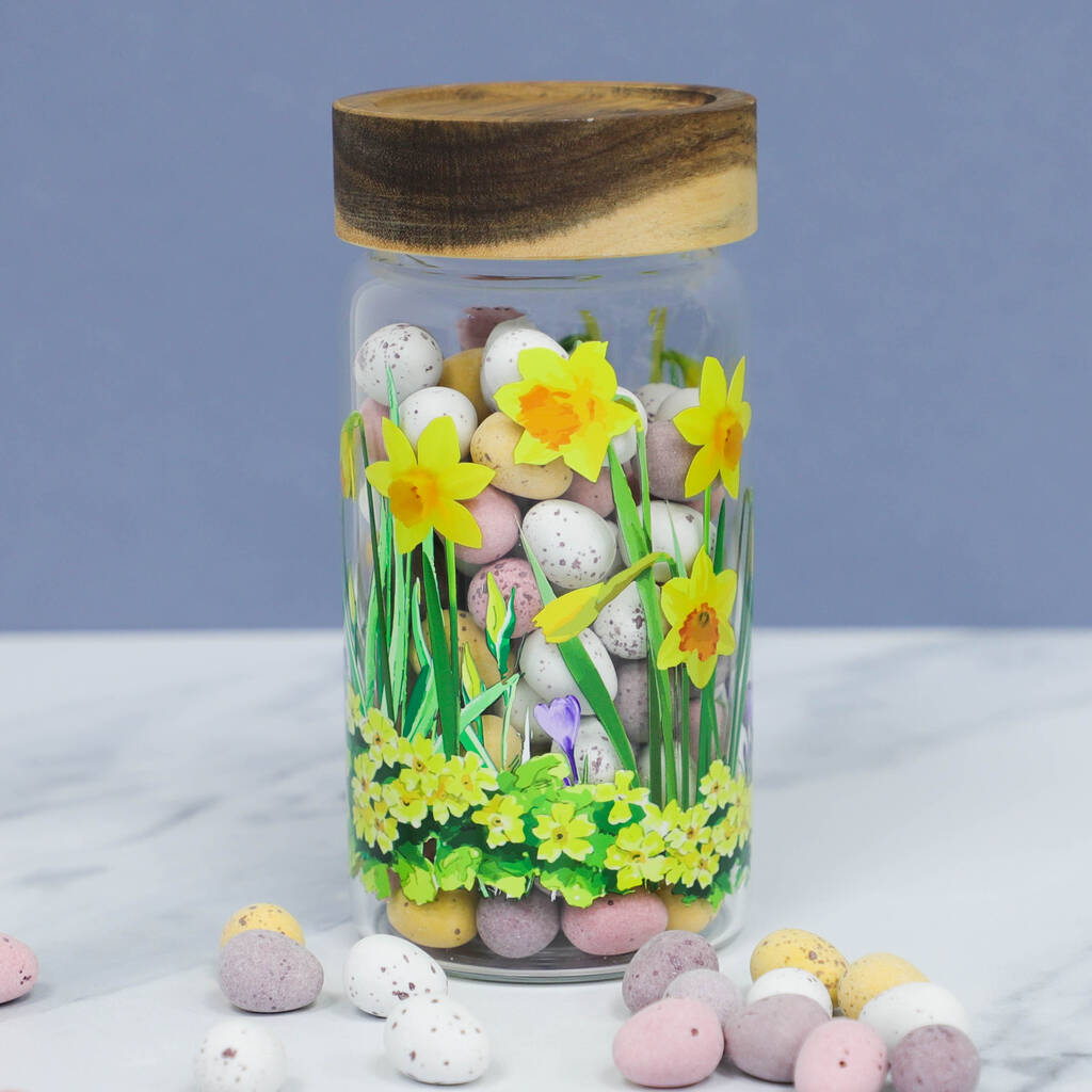 Easter Spring Daffodil Glass Storage Jar, 1 of 6