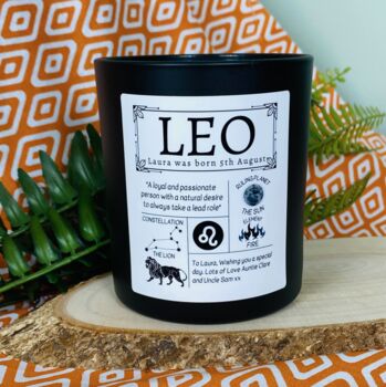 Personalised Leo Horoscope Star Sign Candle, 3 of 11