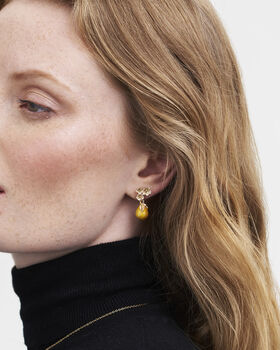 Golden Pear Drop Gold Earrings, 2 of 8