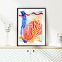 Abstract Blue And Orange Leaf Shape Art Print, thumbnail 2 of 11