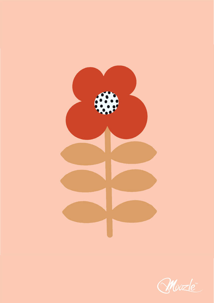 Flower Stem In Red High Quality Print By Moozle | notonthehighstreet.com