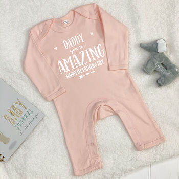 Daddy You're Amazing Happy 1st Father's Day Babygrow, 8 of 11
