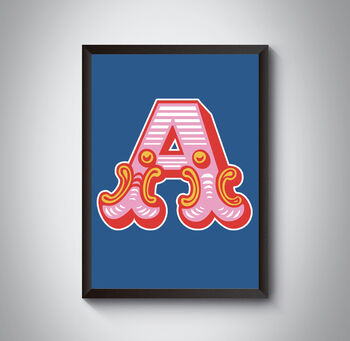 A Letter Bold Carnival Initial Art Print Circus Print, 2 of 4