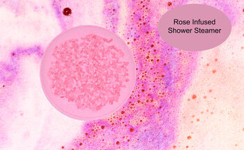 Spa Gift Set For Women / Rose Candle With Rose Quartz Crystals And Flowers, Shower Steamers, English Rose Essential Oil, 8 of 9