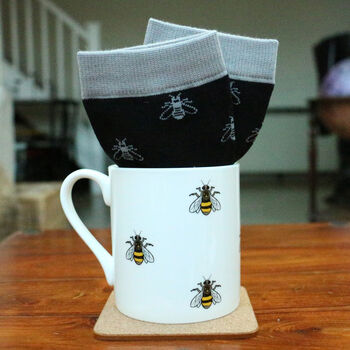 Bee Fine Bone China Mug And Sock Set, 3 of 4