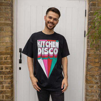 Kitchen Disco Men's Retro Slogan T Shirt In Black, 2 of 4