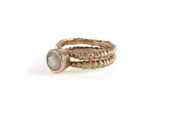 Rose Cut Diamond Double Band Rose Gold Ring, 5 of 5