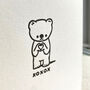 Bear Hugs And Kisses Luxury Hand Printed Letterpress Sympathy Card, thumbnail 2 of 3