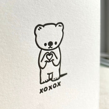 Bear Hugs And Kisses Luxury Hand Printed Letterpress Sympathy Card, 2 of 3