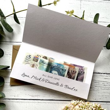 Personalised Money Envelope For Wedding Gift Pale Eucalyptus, 2 of 3