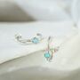 Blue Opal Silver Huggie Hoop Earrings, thumbnail 5 of 7