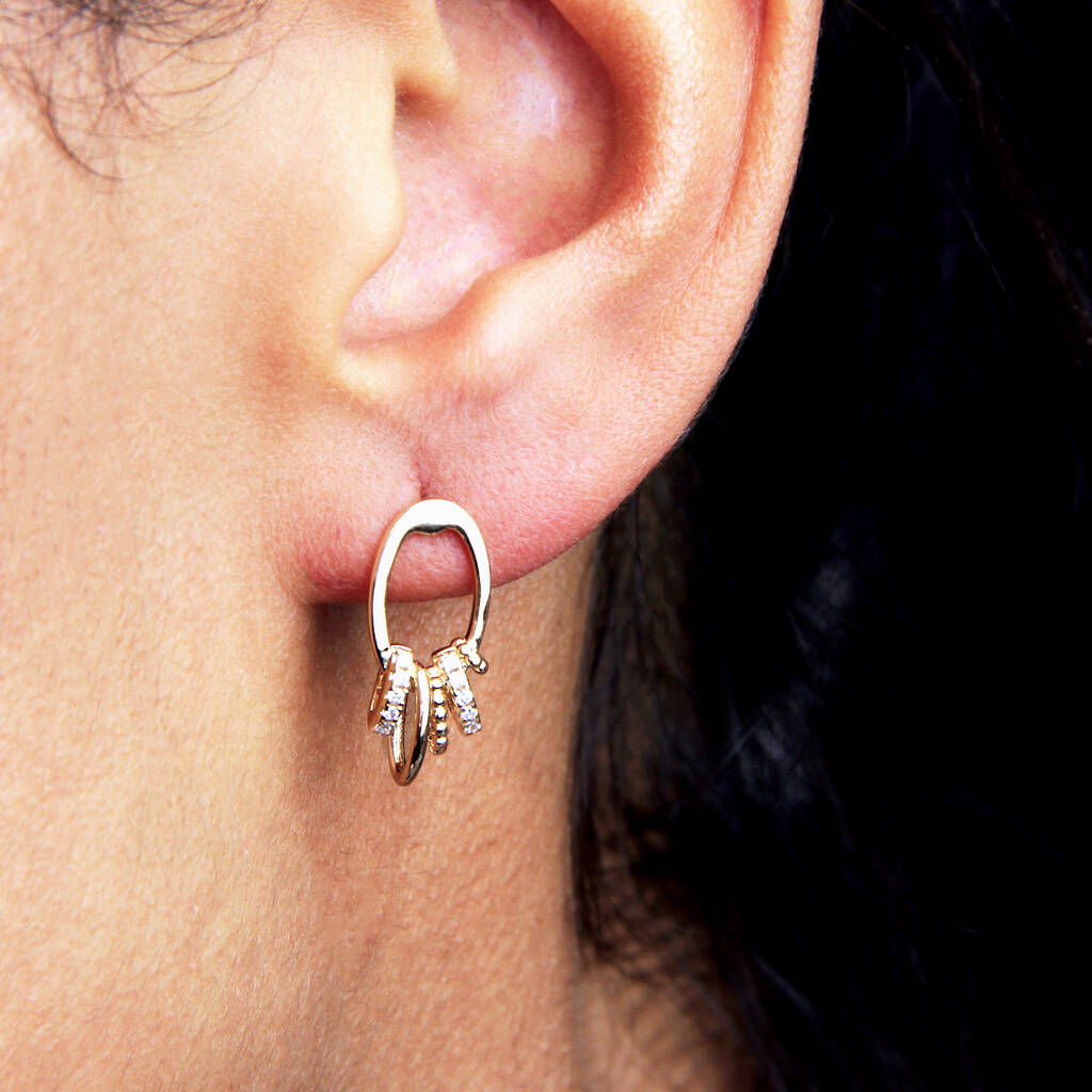 Sterling Silver Or Gold Earrings With Diamante Charms By Gaamaa