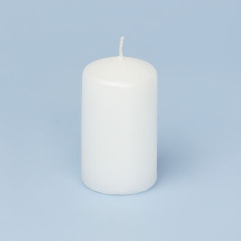 G Decor Set Of Four Varnished White Pillar Candles, 2 of 3