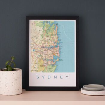 Framed And Personalised Sydney Australia Map Print, 4 of 6