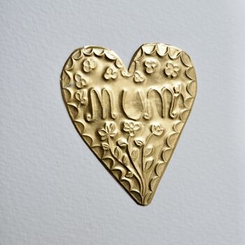 Personalised Gold Foil Heart Mum Birthday Card, 2 of 3