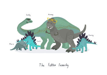 Personalised Dinosaur Family Print, 3 of 6