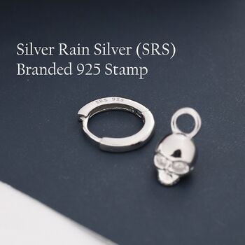 Death Skull Hoop Earrings In Sterling Silver, 3 of 11