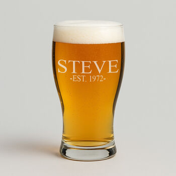 Personalised Birthday Name And Established Pint Glass, 2 of 4