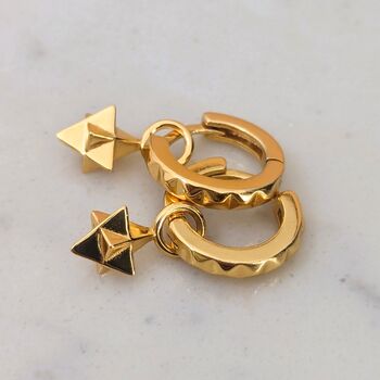 The Tetrahedron Accent Pyramid Hoop Earrings, 4 of 5