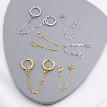 Sterling Silver Hoop Earring Linking Chains, 7 of 12