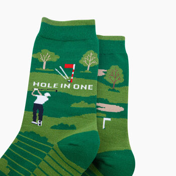 Hole In One Golf Combed Cotton Odd Socks In Green, 2 of 4