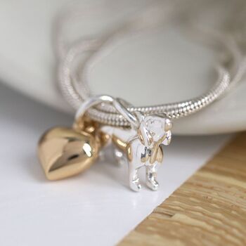 Triple Chain Dachshund Bracelet With Gold Plated Heart, 2 of 4