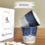 Espresso Tumbler 9th Traditional Wedding Anniversary Gift Blue Mug, thumbnail 1 of 8