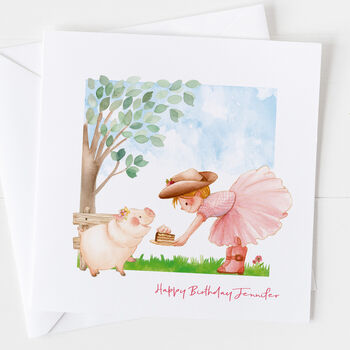 Birthday Card For Girl, Rabbit And Girl Birthday Cake, 6 of 10