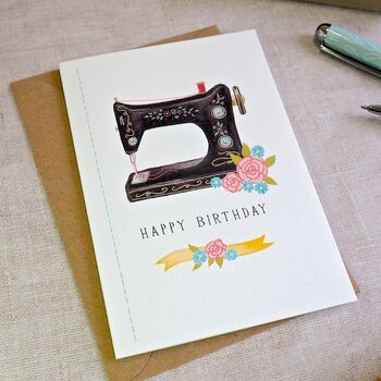 Floral Sewing Machine Birthday Card, 2 of 5