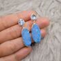 Blue Topaz, Druzy Agate Silver Dangle Earrings, thumbnail 1 of 7