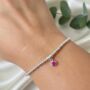Sterling Silver October Tourmaline Birthstone Bracelet, thumbnail 1 of 11