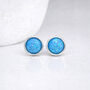 Sterling Silver Blue Opal Stud Earrings – 6mm, thumbnail 4 of 10