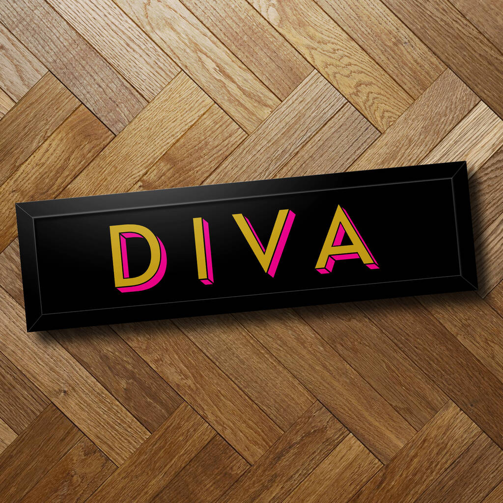 Diva Neon Print Framed | Sign | Gallery Wall | Wall Art, 1 of 6