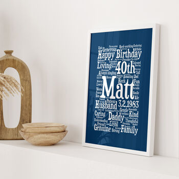 Personalised 40th Birthday Word Art Gift, 5 of 10