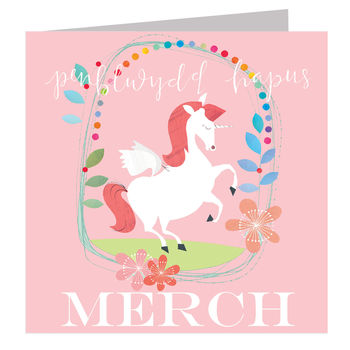 Welsh Merch/Daughter Penblwydd Hapus Unicorn Card, 3 of 3
