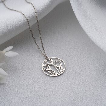 Sterling Silver Tulip Bouquet Necklace, 2 of 10