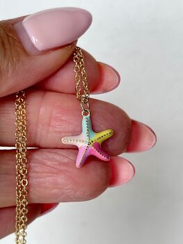 Colourful Pastel Enamel Starfish Necklace, 4 of 7