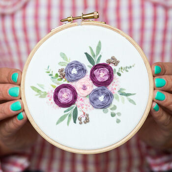 Lilac Bouquet Embroidery Hoop Kit, 7 of 8