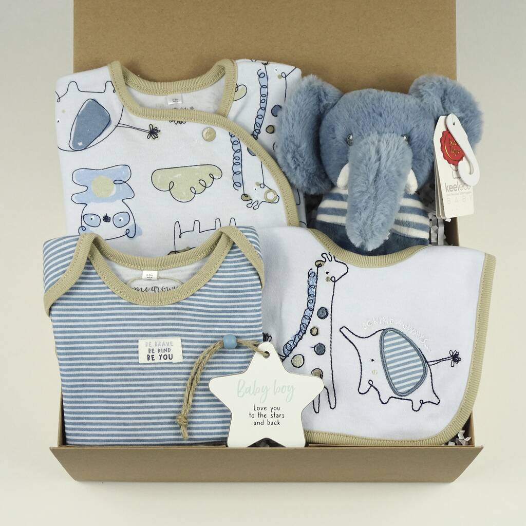 Blue Safari Organic New Baby Boy Gift Box, 1 of 7