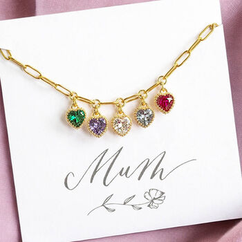 Charm Bracelet With Family Birthstone Hearts, 3 of 7