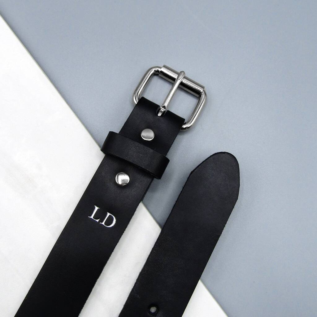 Handmade Personalised Men's Hidden Initial Leather Belt, 1 of 8