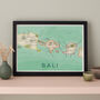 Framed And Personalised Bali Map Print, thumbnail 2 of 2