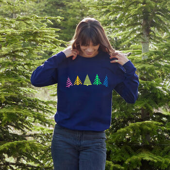 Multi Neon Christmas Trees Jumper Sweatshirt, 4 of 9